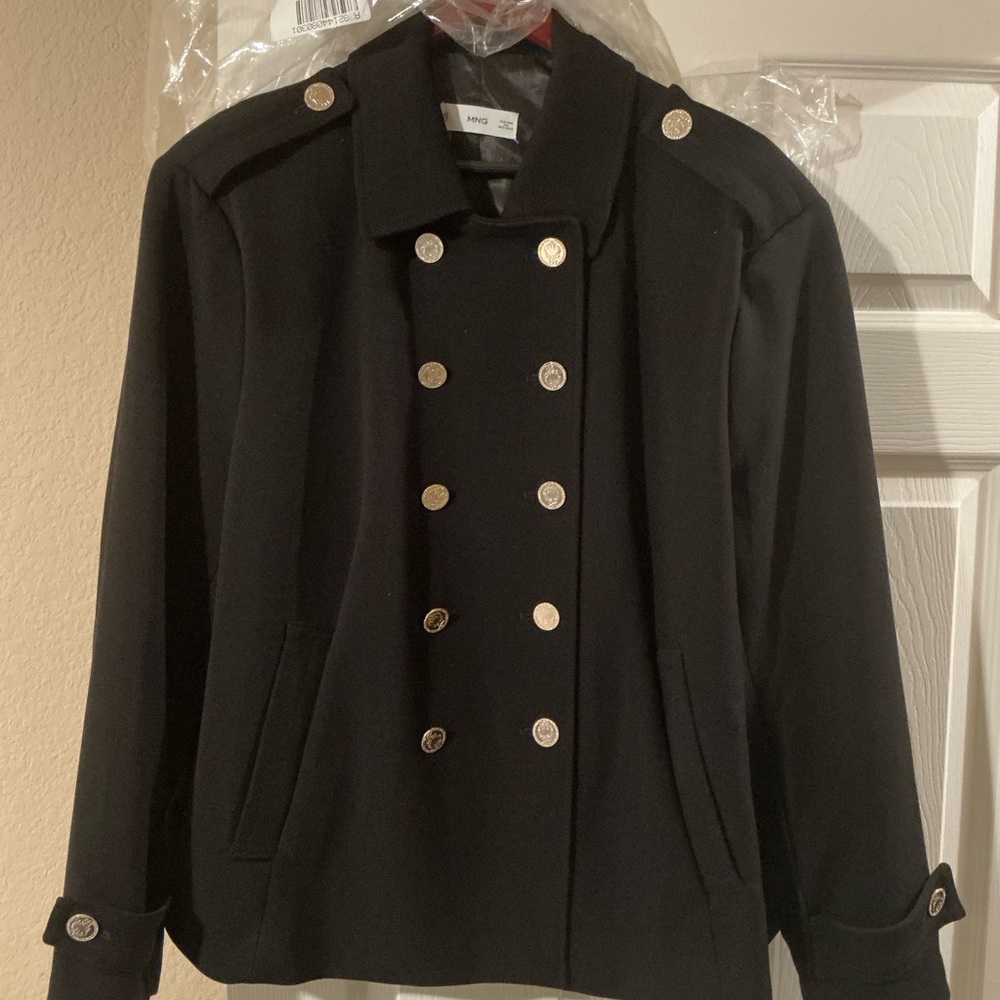 Mango Black Blazer with Silver Buttons